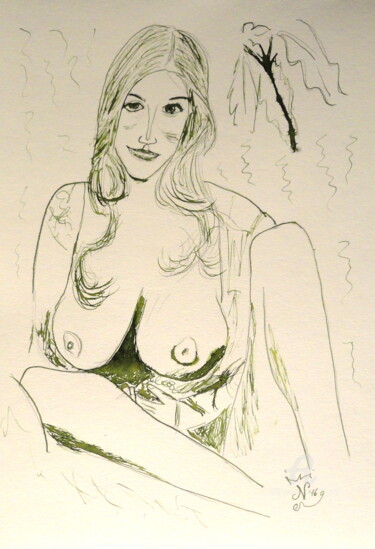 Peinture intitulée "Nudo Femminile" par Aurelio Nicolazzo, Œuvre d'art originale, Encre