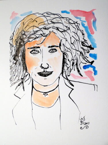 Painting titled "Valeria Golino" by Aurelio Nicolazzo, Original Artwork, Ink