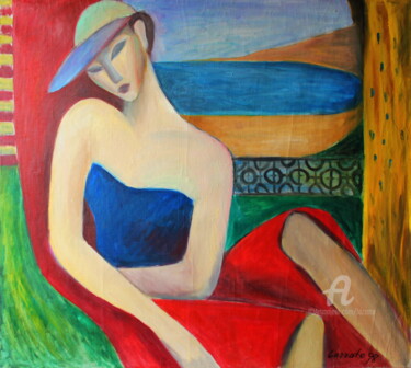 Painting titled "MISTRAL 2" by Lazzate Maral, Original Artwork, Oil Mounted on Wood Stretcher frame