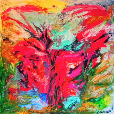 Картина под названием "5 ELEMENTS" - Lazzate Maral, Подлинное произведение искусства, Акрил Установлен на Деревянная рама дл…