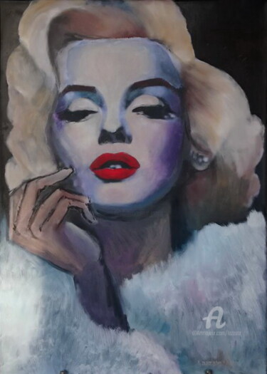 Painting titled "MARILYN 1.20" by Lazzate Maral, Original Artwork, Oil Mounted on Wood Stretcher frame