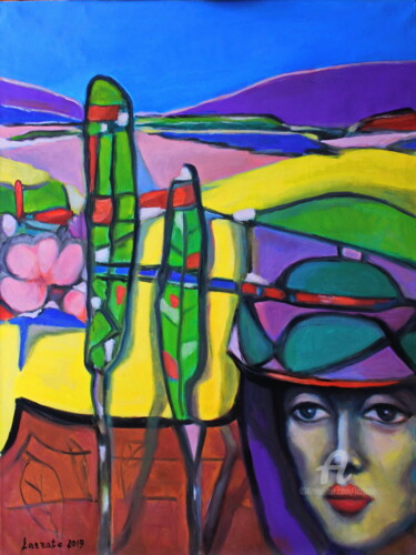 Картина под названием "Aux MONTAGNES 2" - Lazzate Maral, Подлинное произведение искусства, Масло Установлен на Деревянная ра…