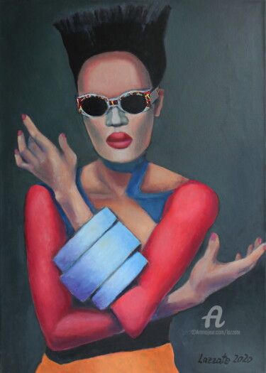 Painting titled "GRACE 3" by Lazzate Maral, Original Artwork, Oil Mounted on Wood Stretcher frame