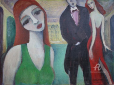 Painting titled "BAL" by Lazzate Maral, Original Artwork, Oil Mounted on Wood Stretcher frame