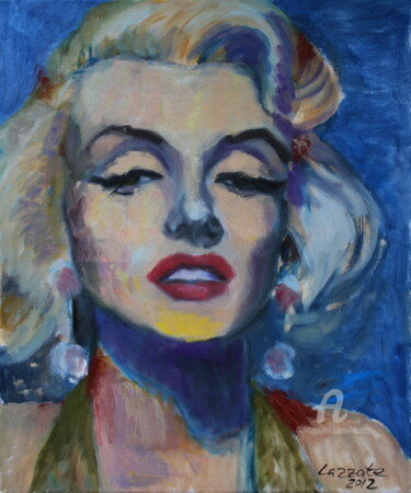 Painting titled "MARILYN m2" by Lazzate Maral, Original Artwork, Oil Mounted on Wood Stretcher frame