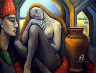 Malerei mit dem Titel "PrincesseTurquestan" von Lazzate Maral, Original-Kunstwerk, Öl