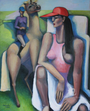 Peinture intitulée "CAVALIERE. NOMADE K…" par Lazzate Maral, Œuvre d'art originale, Huile Monté sur Châssis en bois