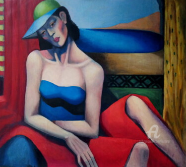 Painting titled "MISTRAL23" by Lazzate Maral, Original Artwork, Oil Mounted on Wood Stretcher frame