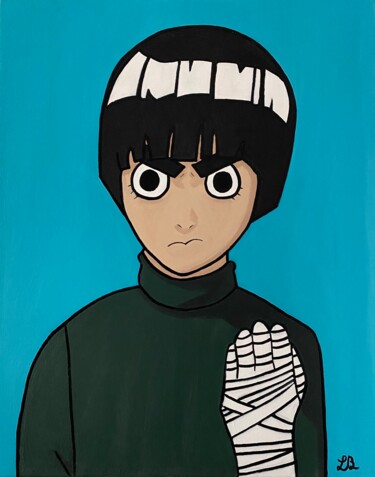 Painting titled "Rock Lee" by Lb, Original Artwork, Acrylic Mounted on Wood Stretcher frame