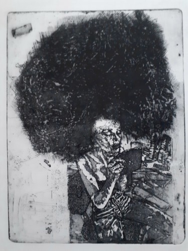 Printmaking titled "" La Cheveuchée fan…" by Bergstrasser Laurent, Original Artwork, Etching