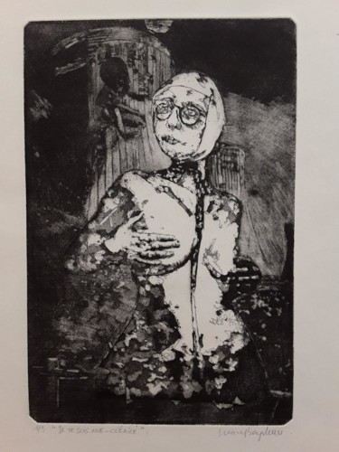 Gravures & estampes intitulée ""Je te nue-cléaire"" par Bergstrasser Laurent, Œuvre d'art originale, Eau-forte