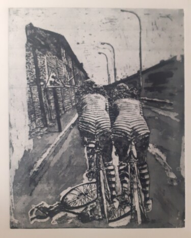 Gravures & estampes intitulée "Les cyclades" par Bergstrasser Laurent, Œuvre d'art originale, Eau-forte Monté sur artwork_ca…