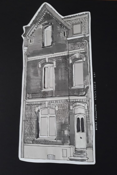 Collages getiteld "A House in Valencie…" door Laurent Bigayon, Origineel Kunstwerk, Inkt
