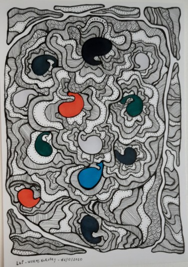 Disegno intitolato "Worms Nursery" da Laurent Bigayon, Opera d'arte originale, Pennarello
