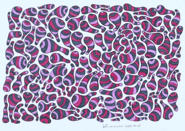 Drawing titled "Pinked Worms" by Laurent Bigayon, Original Artwork, Marker