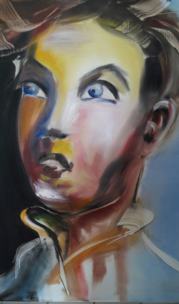 Peinture intitulée "visage-de-bd-hst-50…" par Francette Lebeau, Œuvre d'art originale