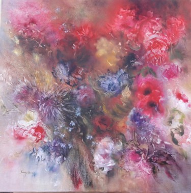 Painting titled "fleurs-imaginaires-…" by Francette Lebeau, Original Artwork