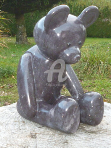 Sculpture titled "Teddy Bear" by Michel Cartier, Original Artwork, Stone