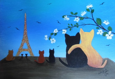 Painting titled "Petite famille roma…" by Laurence De Chabot, Original Artwork, Acrylic