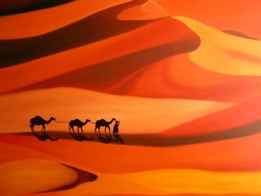 Peinture intitulée "Désert de sable" par Lydie Thamalet - De Meyer, Œuvre d'art originale