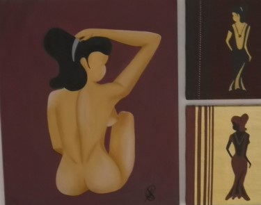 Painting titled "Triptic femme" by Laure Cornillac, Original Artwork, Oil