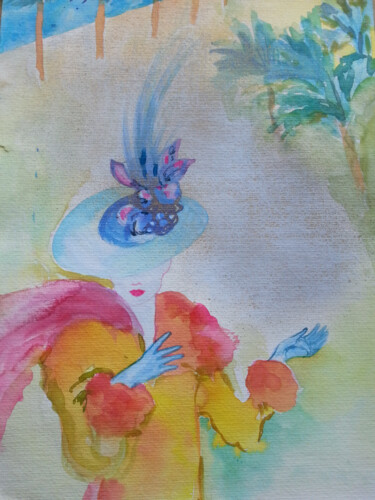 Peinture intitulée "Baie des anges" par Le Chi Ton That, Œuvre d'art originale, Aquarelle