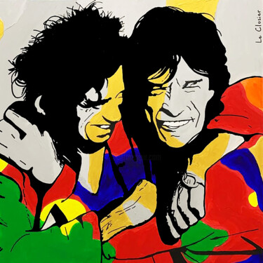 Painting titled "MICK AND KEITH 3" by Le Closier, Original Artwork, Acrylic Mounted on Wood Stretcher frame
