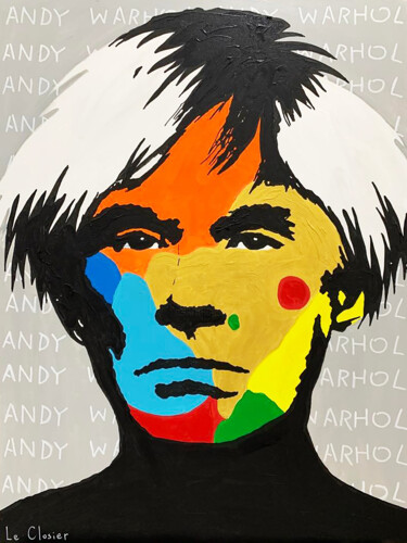 Painting titled "WARHOL" by Le Closier, Original Artwork, Acrylic Mounted on Wood Stretcher frame