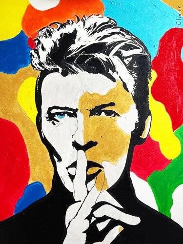 Painting titled "BOWIE (COLORS)" by Le Closier, Original Artwork, Acrylic Mounted on Wood Stretcher frame