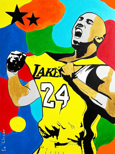 Schilderij getiteld "KOBE" door Le Closier, Origineel Kunstwerk, Acryl Gemonteerd op Frame voor houten brancard