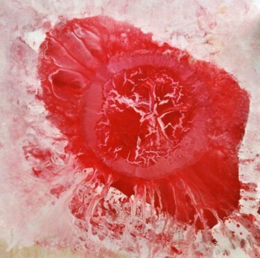 Ζωγραφική με τίτλο "Coeur rouge" από Le Corps De La Couleur, Αυθεντικά έργα τέχνης, Ακρυλικό Τοποθετήθηκε στο Ξύλινο φορείο…