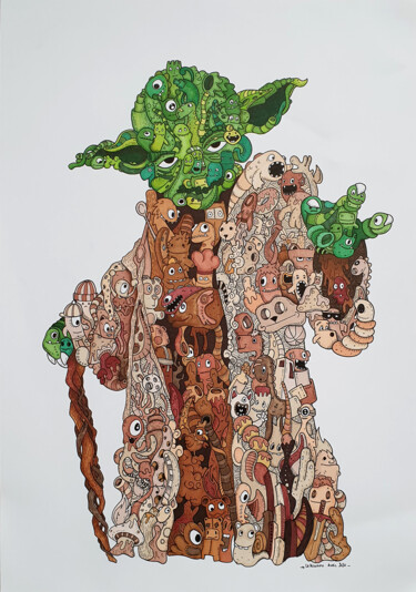 "Yoda revisité" başlıklı Resim Le Kiwano tarafından, Orijinal sanat, Kalem