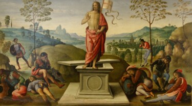 Картина под названием "La résurrection du…" - Le Pérugin, Подлинное произведение искусства, Масло