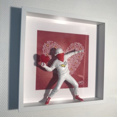 Sculpture titled "Banksy, The thrower…" by Le Yack, Original Artwork, Resin