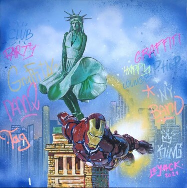 "Iron Liberty - urba…" başlıklı Tablo Le Yack tarafından, Orijinal sanat, Sprey boya Ahşap Sedye çerçevesi üzerine monte edi…
