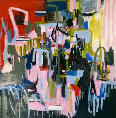 Painting titled "Red door" by Ilaria Dessi', Original Artwork, Acrylic
