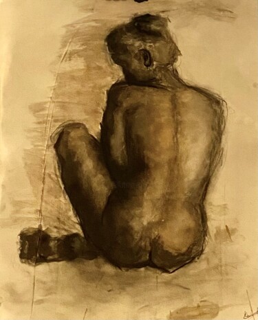 Рисунок под названием "Octobre" - Oksana Célas, Подлинное произведение искусства, Древесный уголь