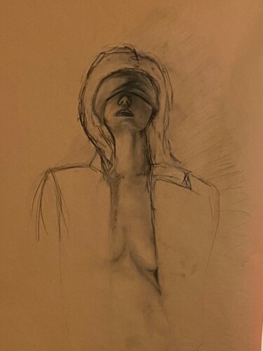 Drawing titled "Décembre" by Oksana Célas, Original Artwork, Charcoal