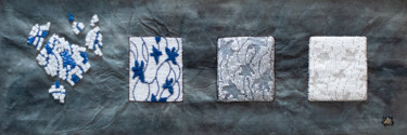 Textile Art με τίτλο "Céramique sur papier" από Léa Coutureau, Αυθεντικά έργα τέχνης, Κέντημα Τοποθετήθηκε στο Ξύλινο φορείο…