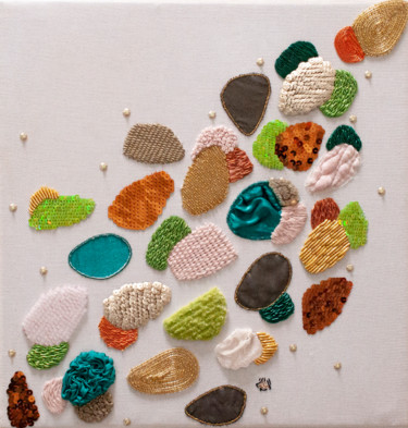 纺织艺术 标题为“Sensations en pagai…” 由Léa Coutureau, 原创艺术品, 刺绣