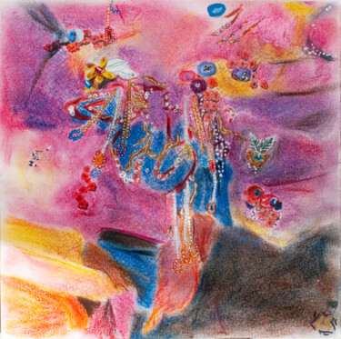 Рисунок под названием "Explosion de couleu…" - Léa Coutureau, Подлинное произведение искусства, Пастель