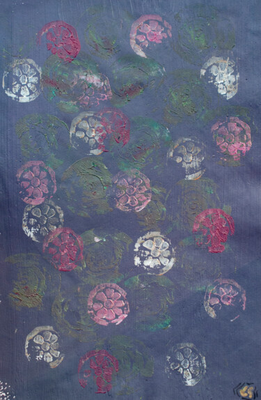 Estampas & grabados titulada "Fleurs de crépuscule" por Léa Coutureau, Obra de arte original, Linograbados