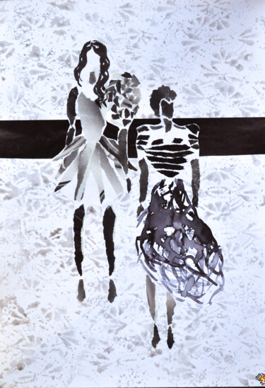 Collagen mit dem Titel "Silhouettes" von Léa Coutureau, Original-Kunstwerk, Collagen