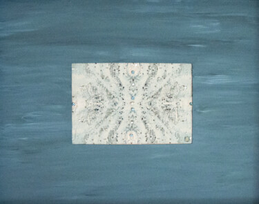 Textile Art titled "Bleu cristallin" by Léa Coutureau, Original Artwork, Embroidery Mounted on Wood Panel
