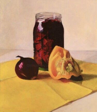Schilderij getiteld "Rubby red beet" door Lea Laboy, Origineel Kunstwerk, Olie