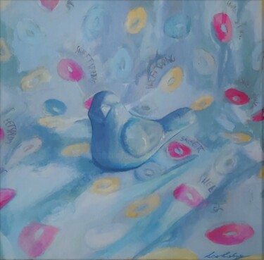 Painting titled "Blue Bird" by Lea Laboy, Original Artwork, Oil