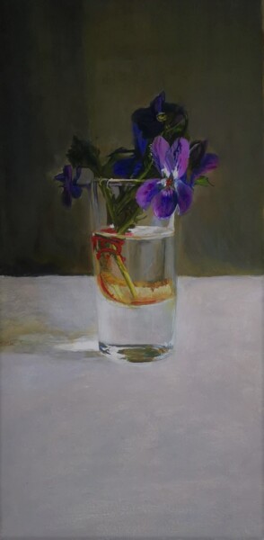Painting titled "Field violets" by Lea Laboy, Original Artwork, Oil