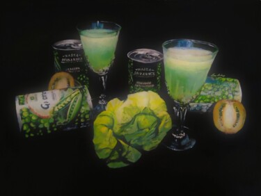 Peinture intitulée "Emerald night" par Lea Laboy, Œuvre d'art originale, Huile
