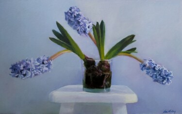 Painting titled "Blue hyacinths" by Lea Laboy, Original Artwork, Oil