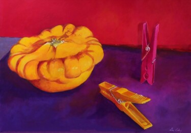 Painting titled "Yellow pattison" by Lea Laboy, Original Artwork, Oil